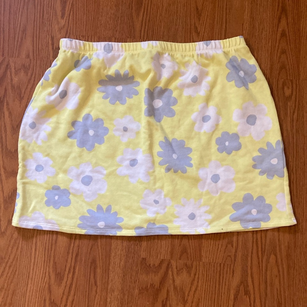 Floral Yellow Mini Skirt
